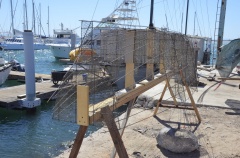 And now we come to the dinghy.  This view shows the transom.  The whole dinghy is upside down at the moment